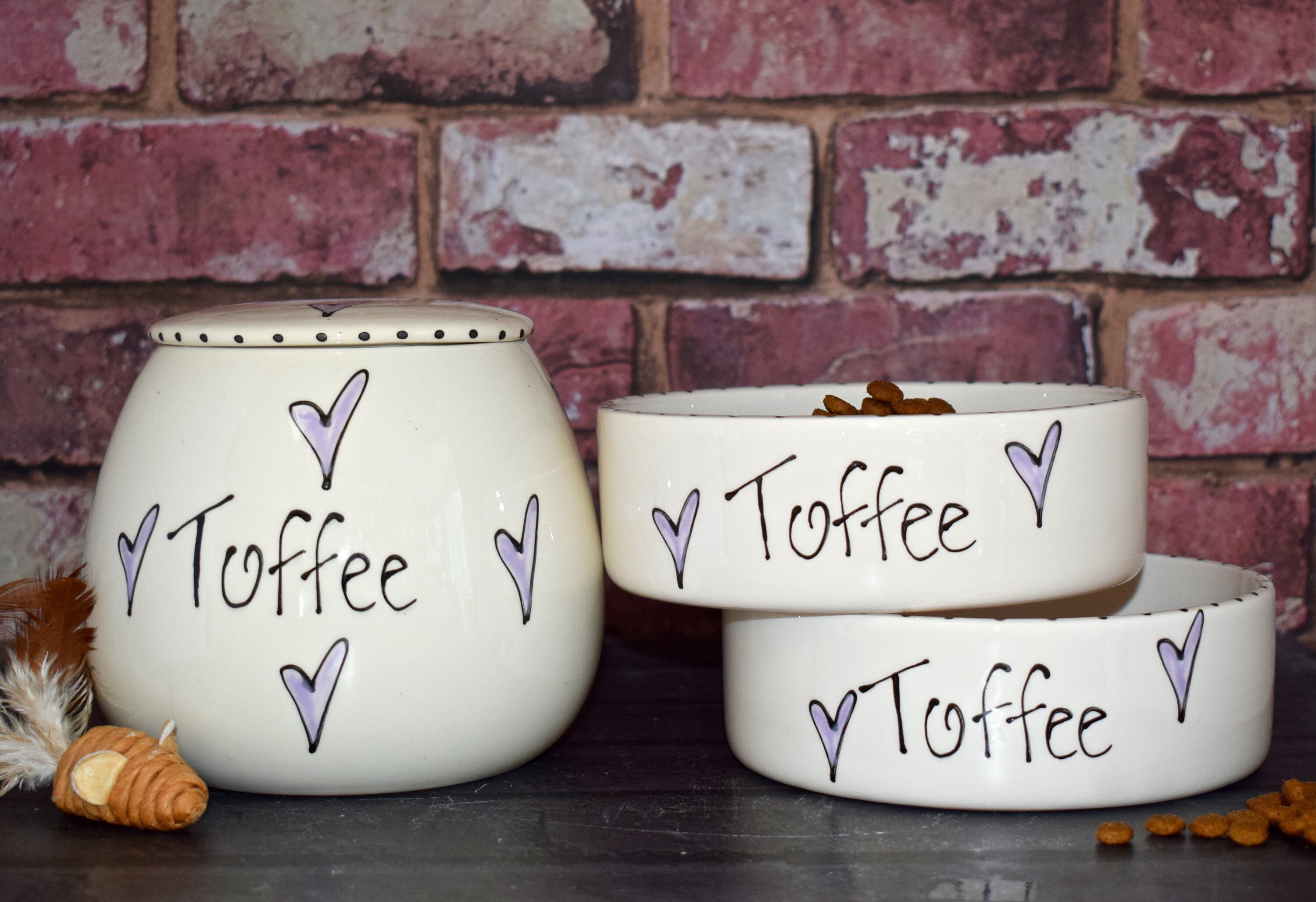 Personalized Pet Bowls & Treat Jar Gift Set