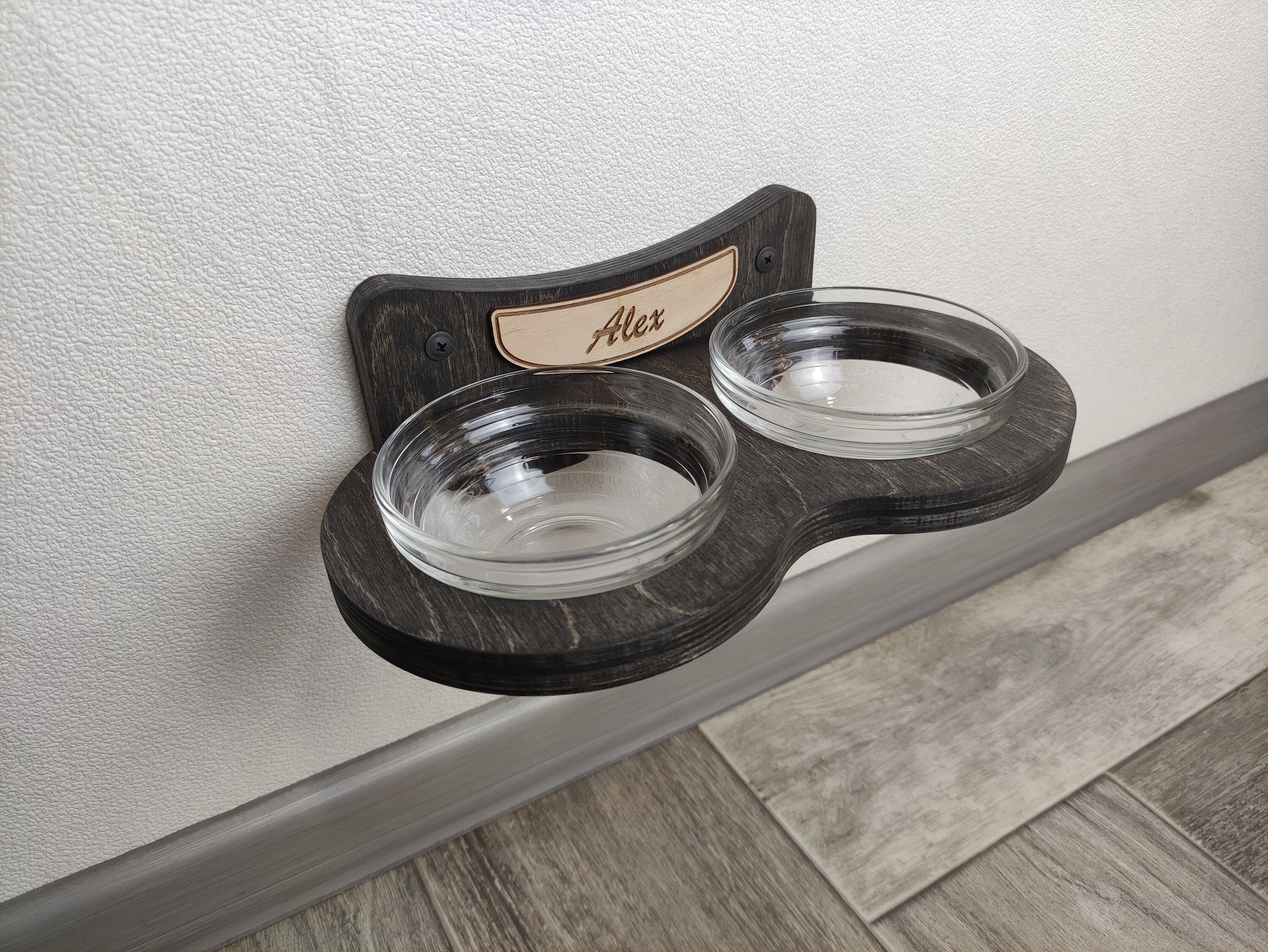 Personalized Raised Cat Feeder Stand - Custom Pet Bowl