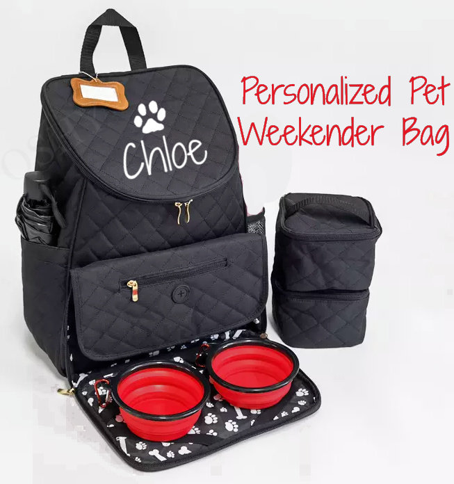 Personalized Pet Travel Bag with 2 Bowls