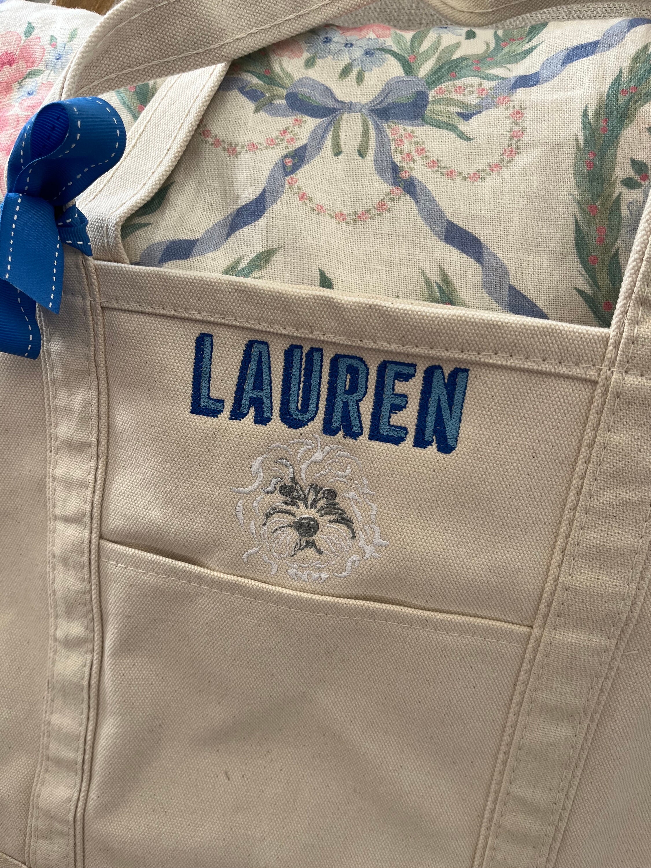 Personalized Large Dog Tote Bag with Monogram