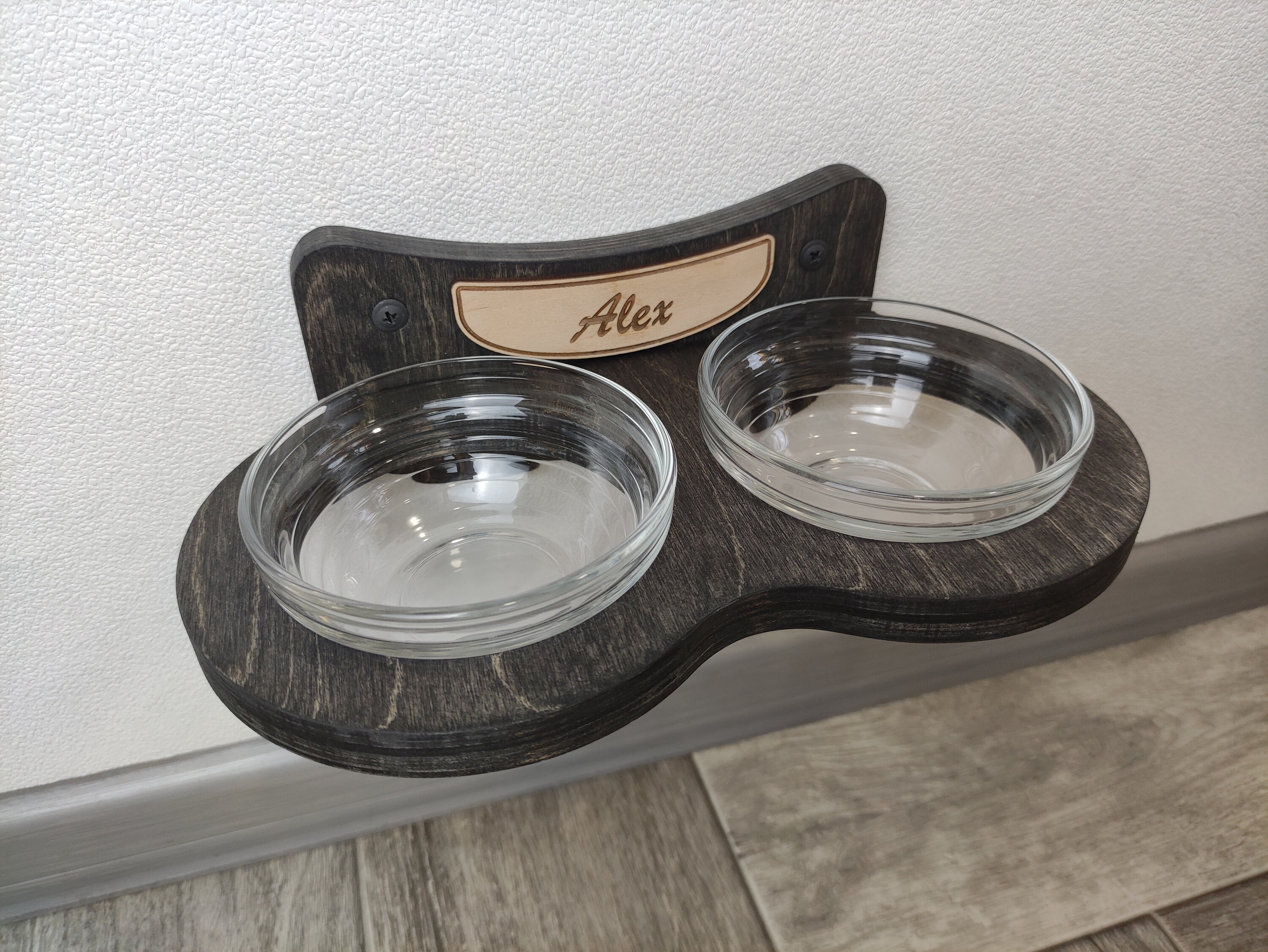 Personalized Raised Cat Feeder Stand - Custom Pet Bowl