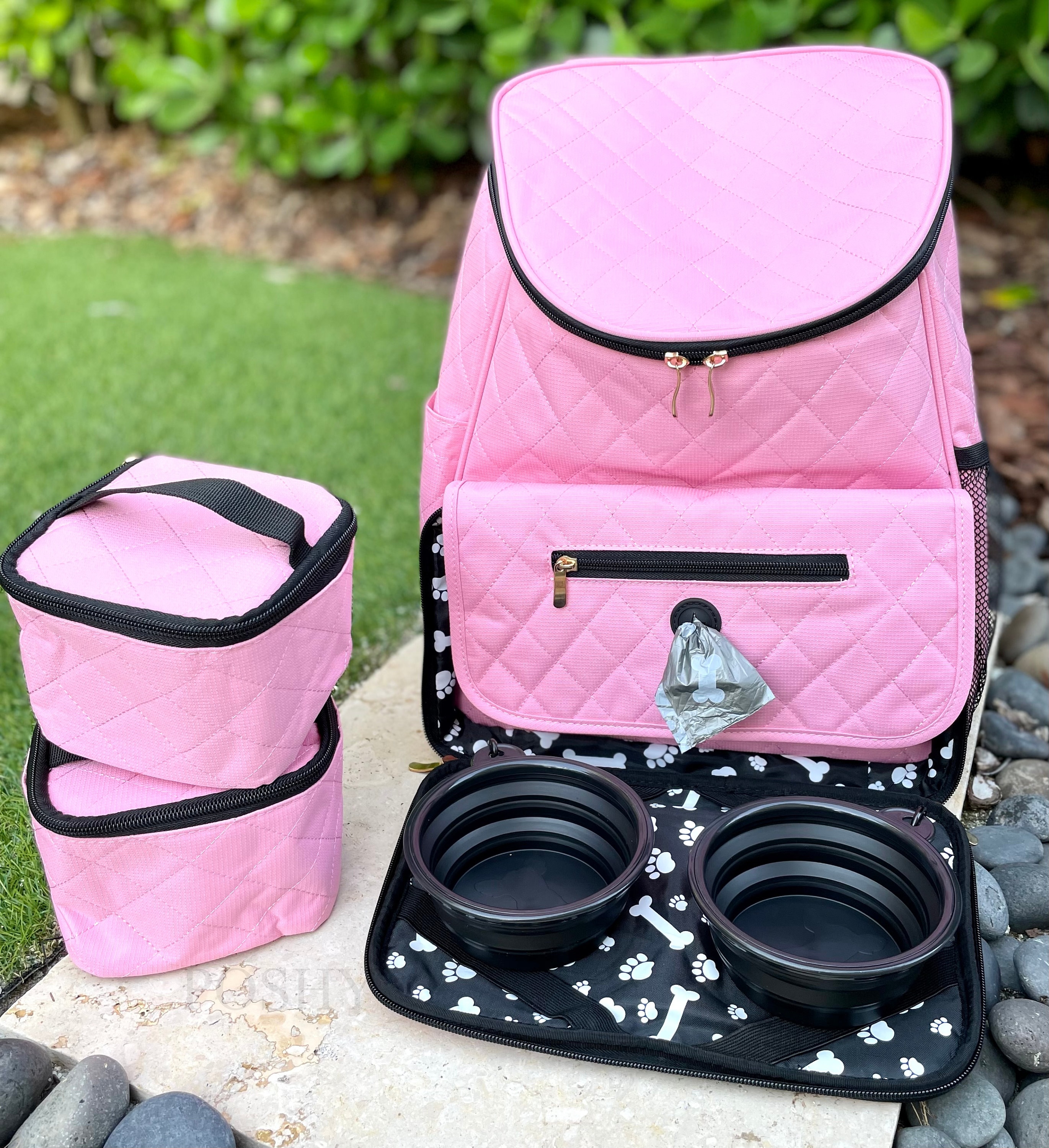 Personalized Pet Travel Bag with 2 Bowls