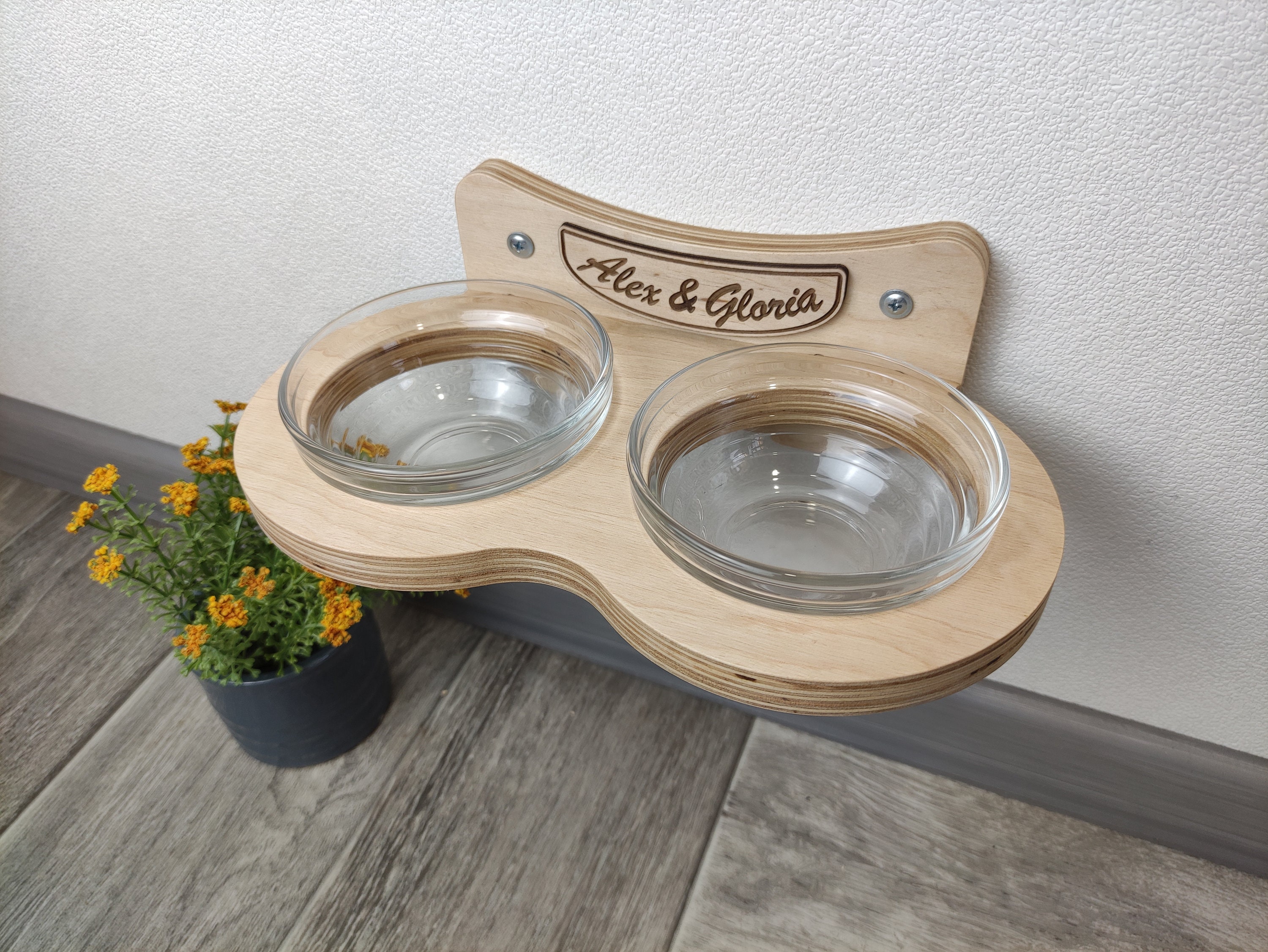 Personalized Raised Cat Feeder Stand - Custom Pet Bowl