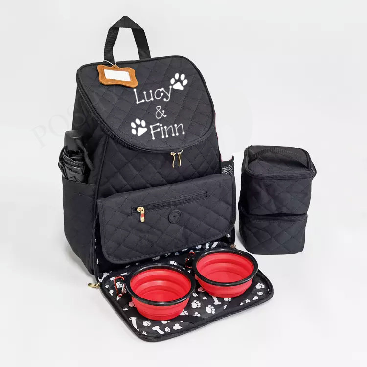 Personalized Pet Travel Bag with 2 Bowls