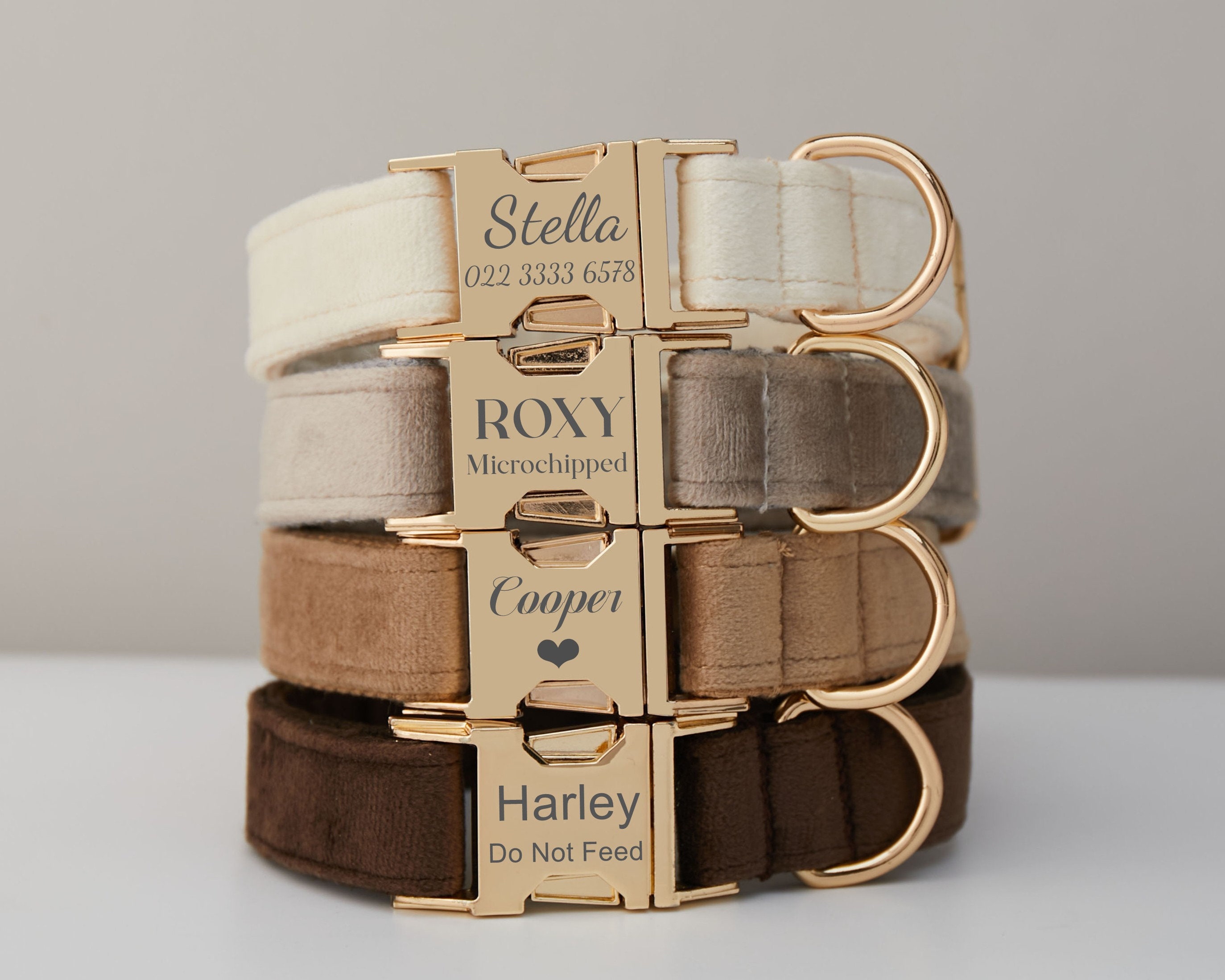 Personalized Velvet Dog Collar Leash Set with Bow