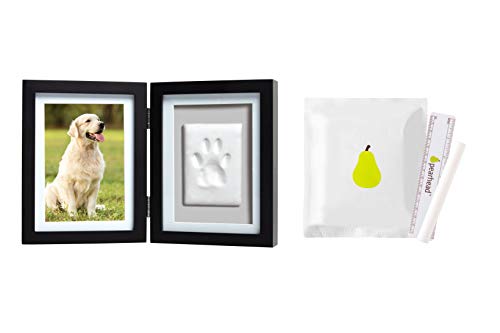 Pearhead Dog or Cat Paw Print Pet Keepsake Photo Frame With Clay Imprint Kit, Gift for Pet Lovers and Pet Owners, Tabletop Memorial Frame, 4” x 6” Photo Insert, Black