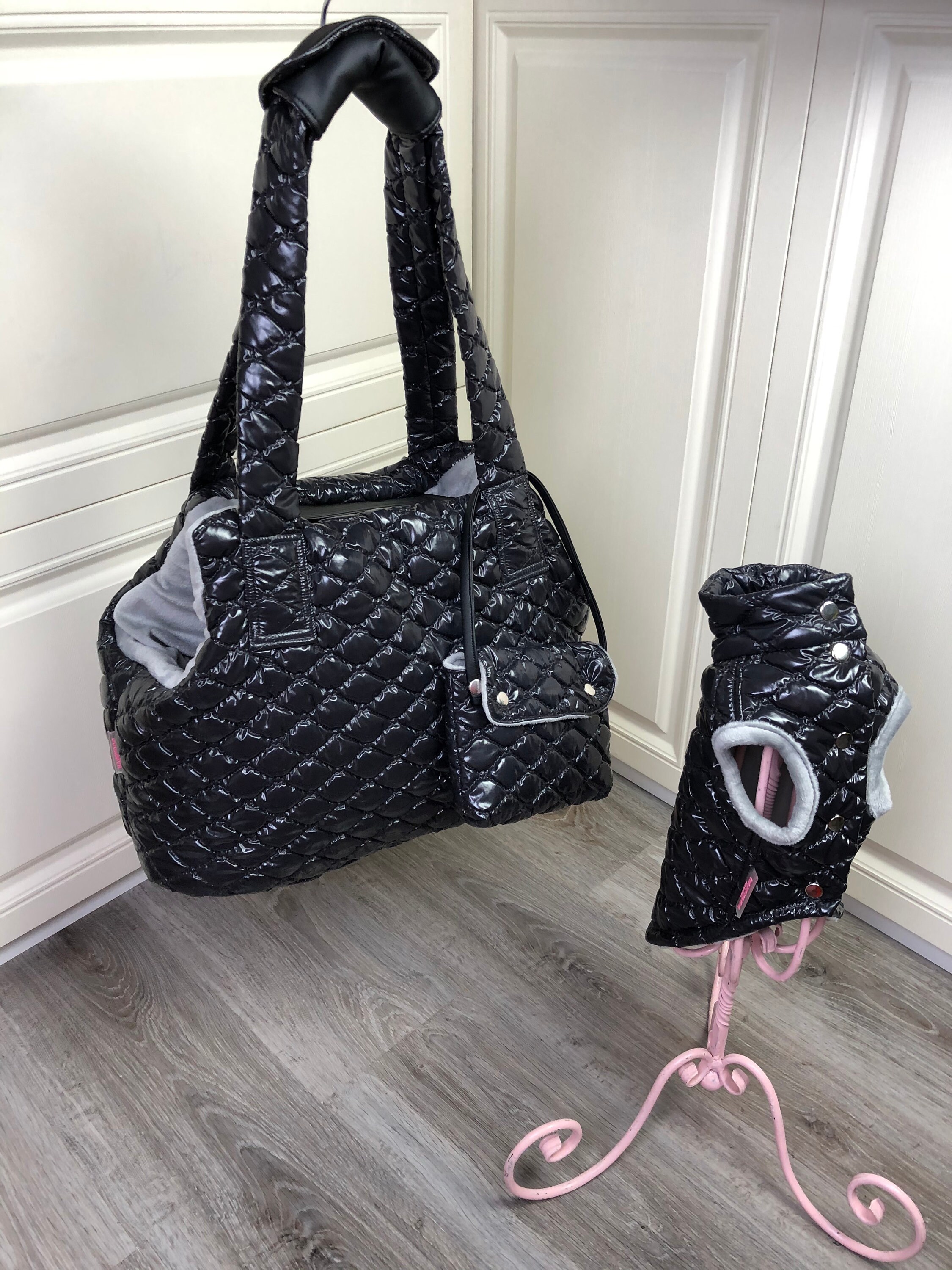 Blackberry Lacquer Designer Dog Carrier for Winter