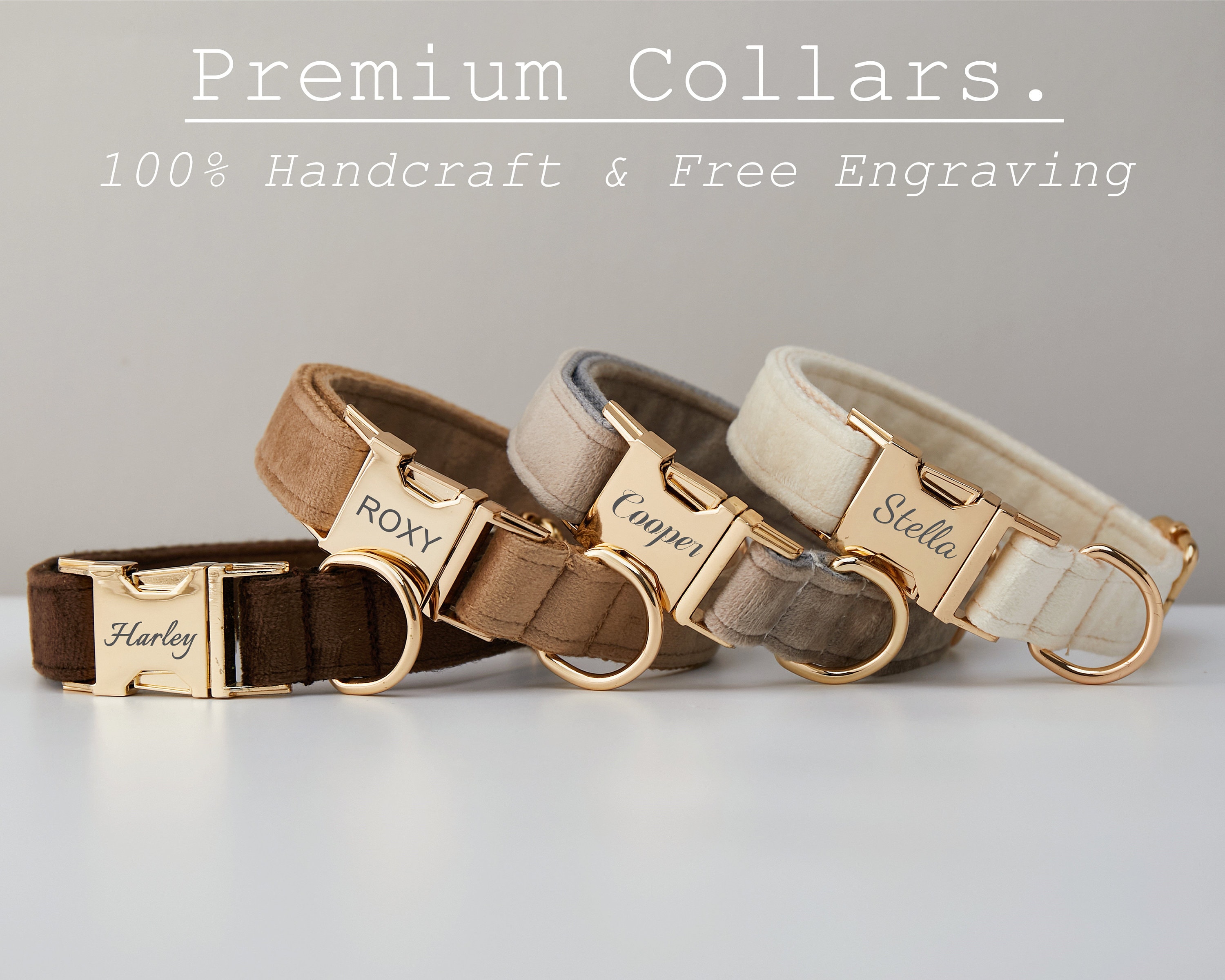 Personalized Velvet Dog Collar Leash Set with Bow