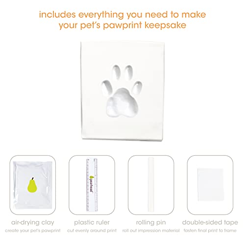 Pearhead Dog or Cat Paw Print Pet Keepsake Photo Frame With Clay Imprint Kit, Gift for Pet Lovers and Pet Owners, Tabletop Memorial Frame, 4” x 6” Photo Insert, Black