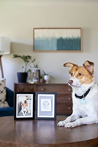 Pearhead Dog or Cat Paw Print Pet Keepsake Photo Frame With Clay Imprint Kit, Gift for Pet Lovers and Pet Owners, Tabletop Memorial Frame, 4” x 6” Photo Insert, Black