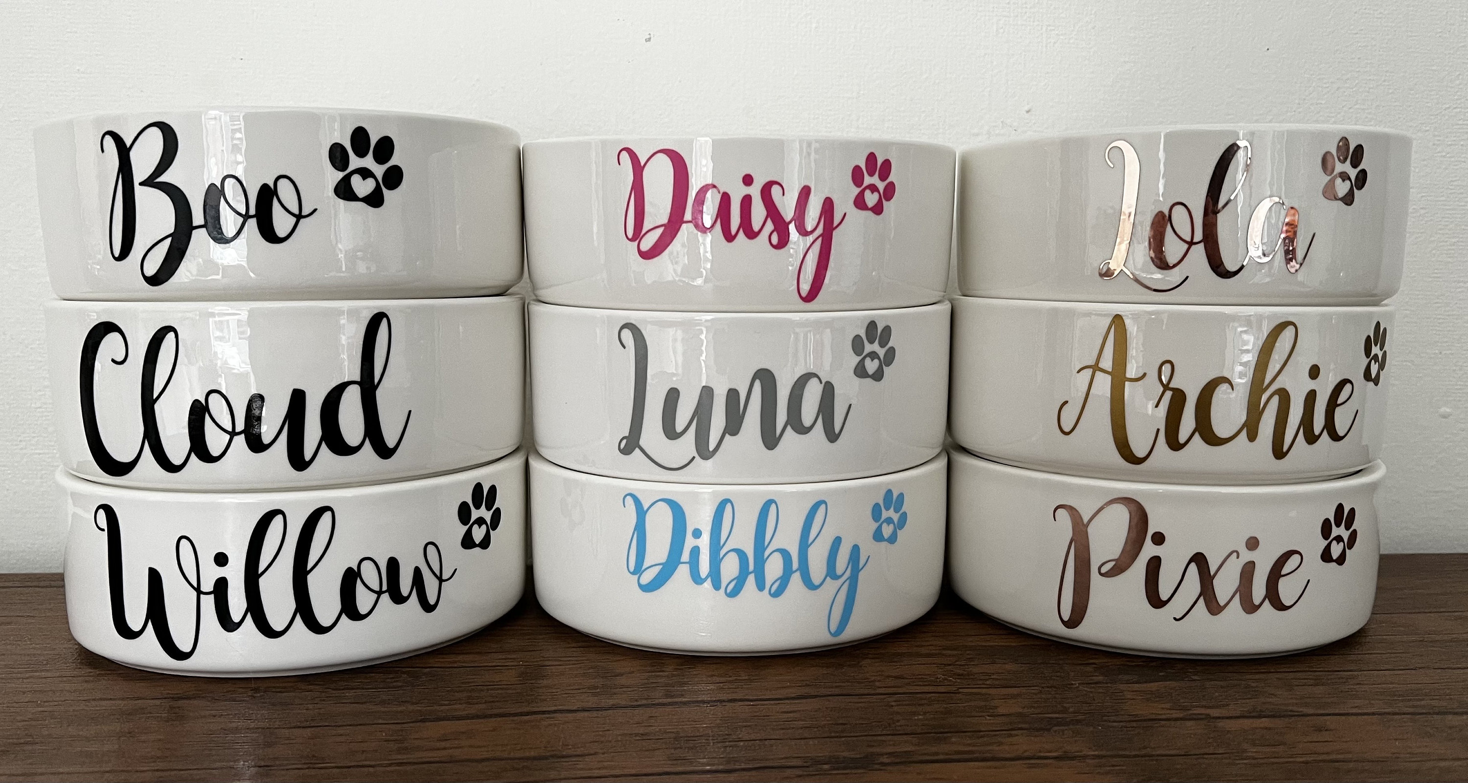 Custom Calligraphy Pet Feeding Bowl - Dog Cat Rabbit
