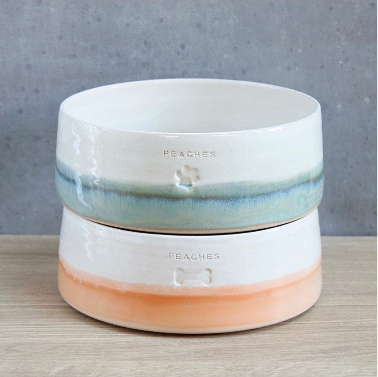 Handmade Personalized Two-Tone Ceramic Pet Bowl Unique customize