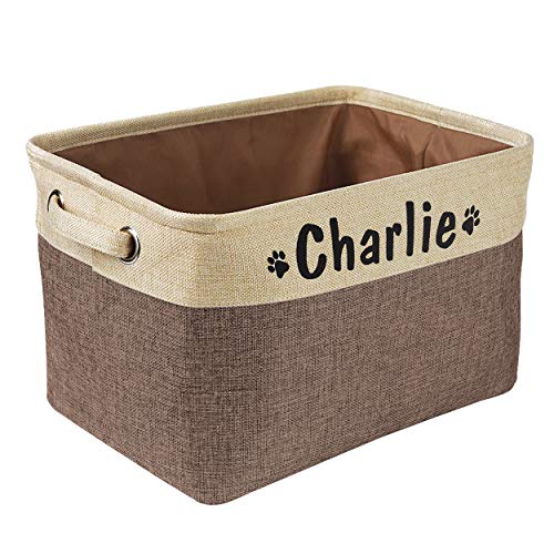 Personalized Collapsible Dog Toy Storage Basket Bin - Rectangular