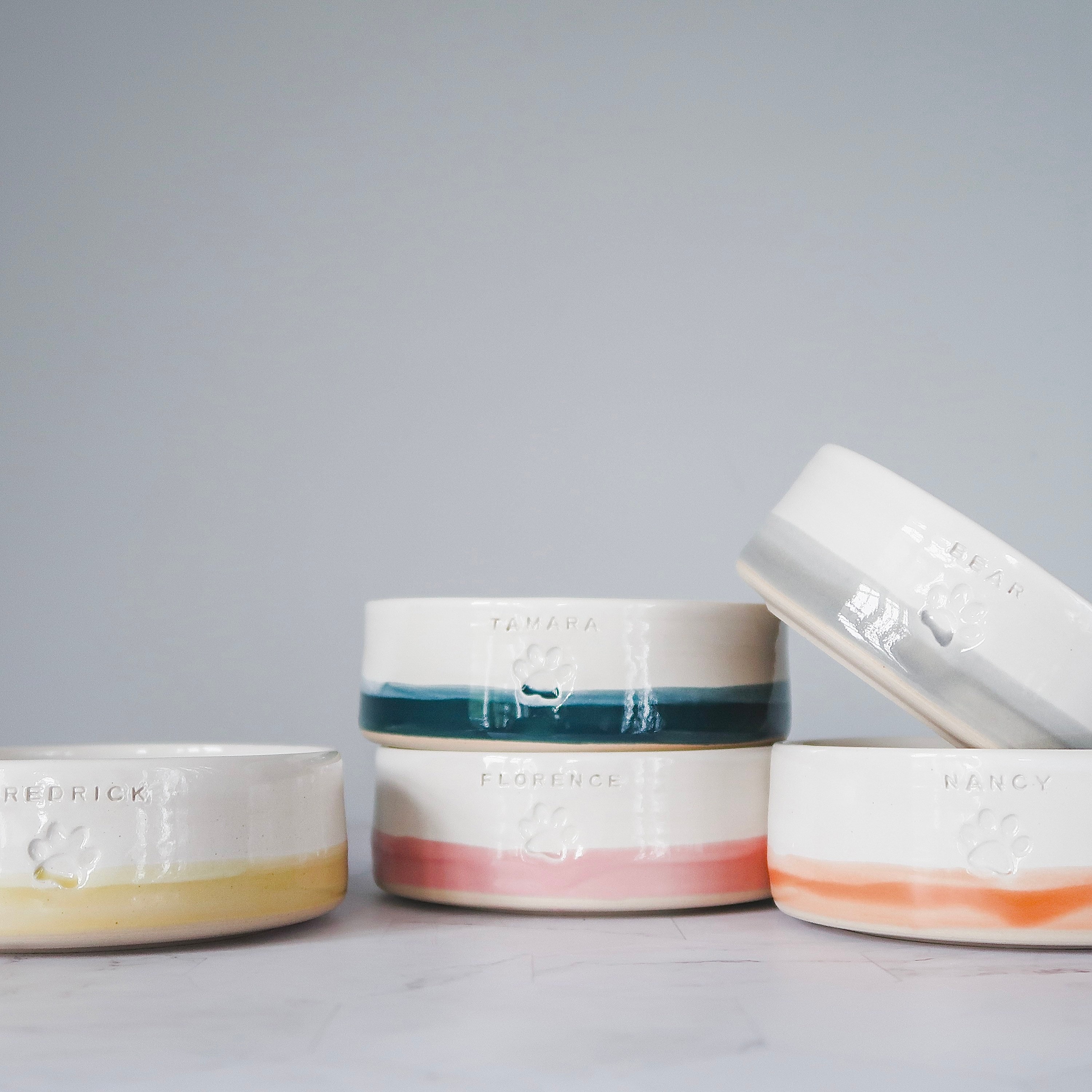 Handmade Personalized Two-Tone Ceramic Pet Bowl Unique customize