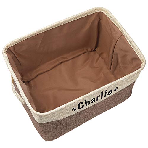Personalized Collapsible Dog Toy Storage Basket Bin - Rectangular