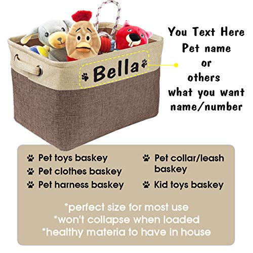 Personalized Collapsible Dog Toy Storage Basket Bin - Rectangular
