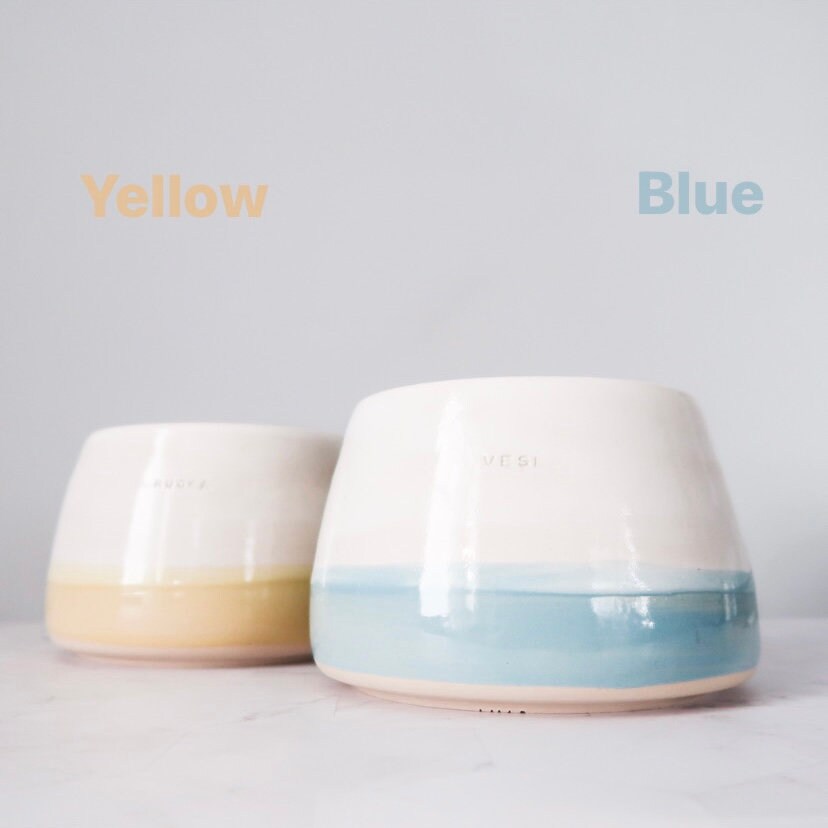 Handmade Personalized Two-Tone Ceramic Pet Bowl Unique customize