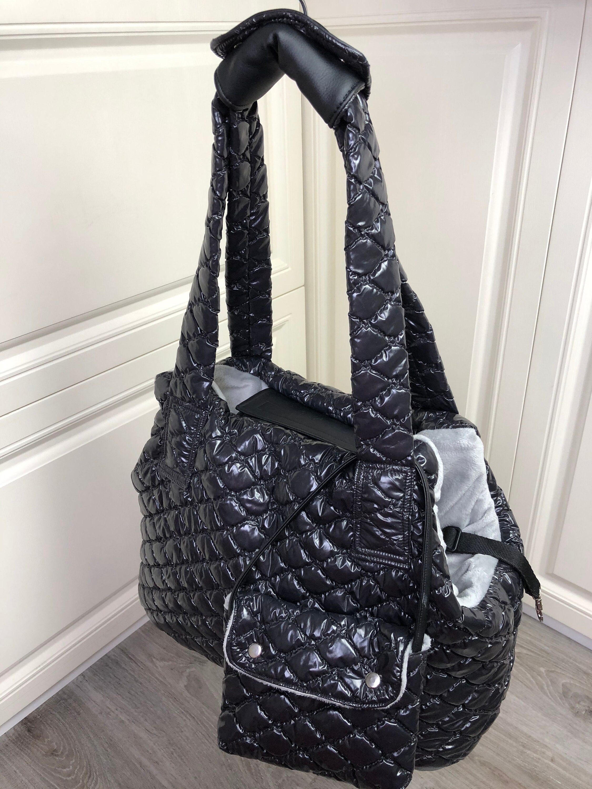 Blackberry Lacquer Designer Dog Carrier for Winter