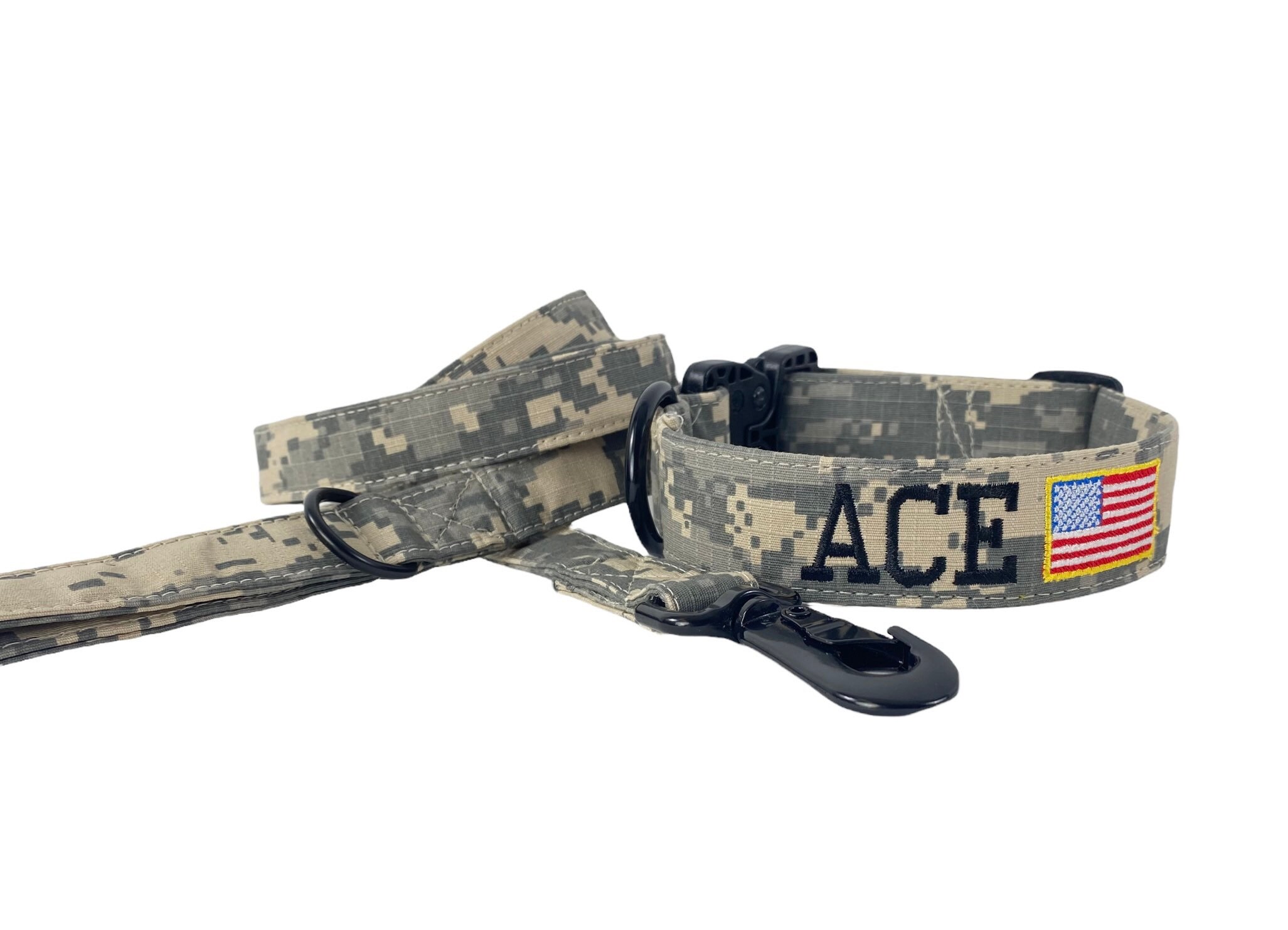 Personalized Camo Military Dog Collar with Embroidery