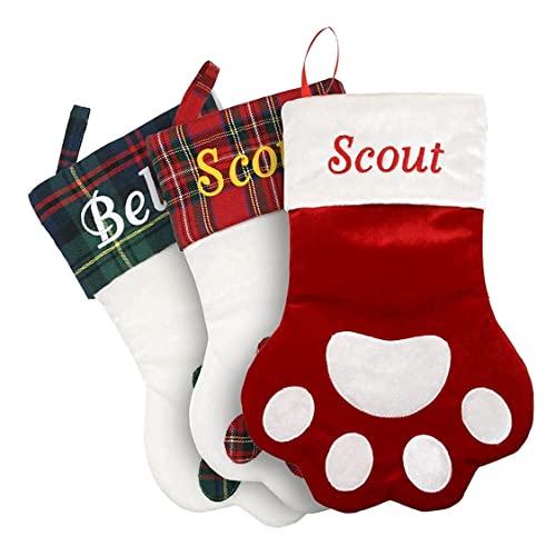 Personalized Paw-shaped Christmas Stocking for Dogs and Cats