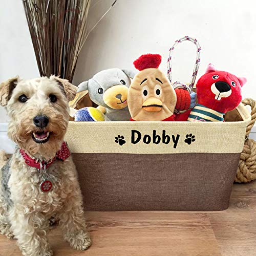 Personalized Collapsible Dog Toy Storage Basket Bin - Rectangular