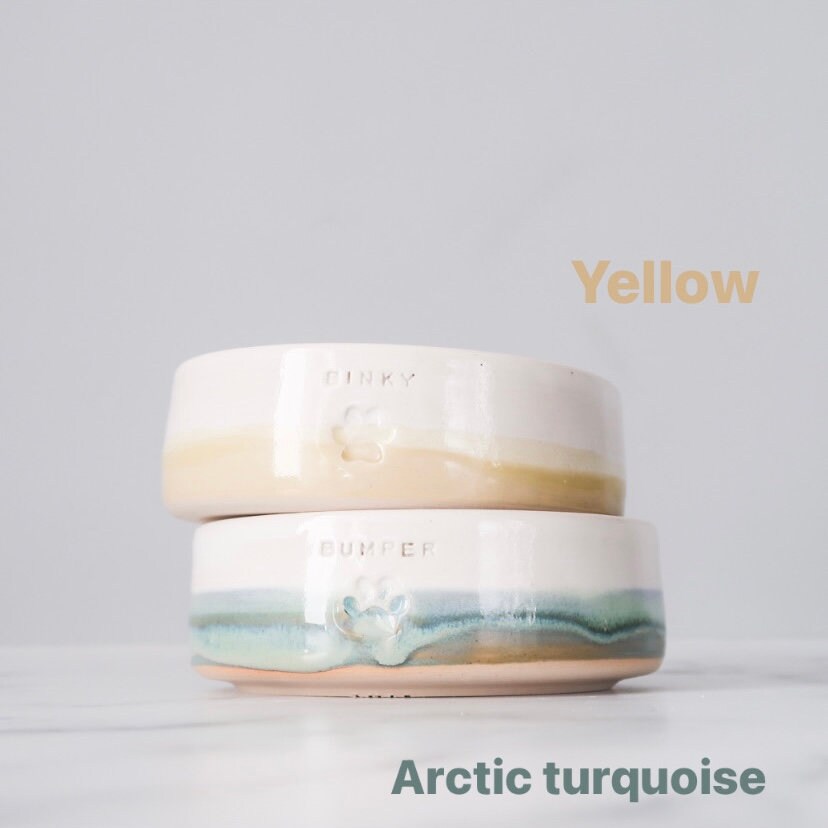 Handmade Personalized Two-Tone Ceramic Pet Bowl Unique customize