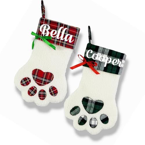 Customized Funny Christmas Stockings for Dog with Personalized Paws