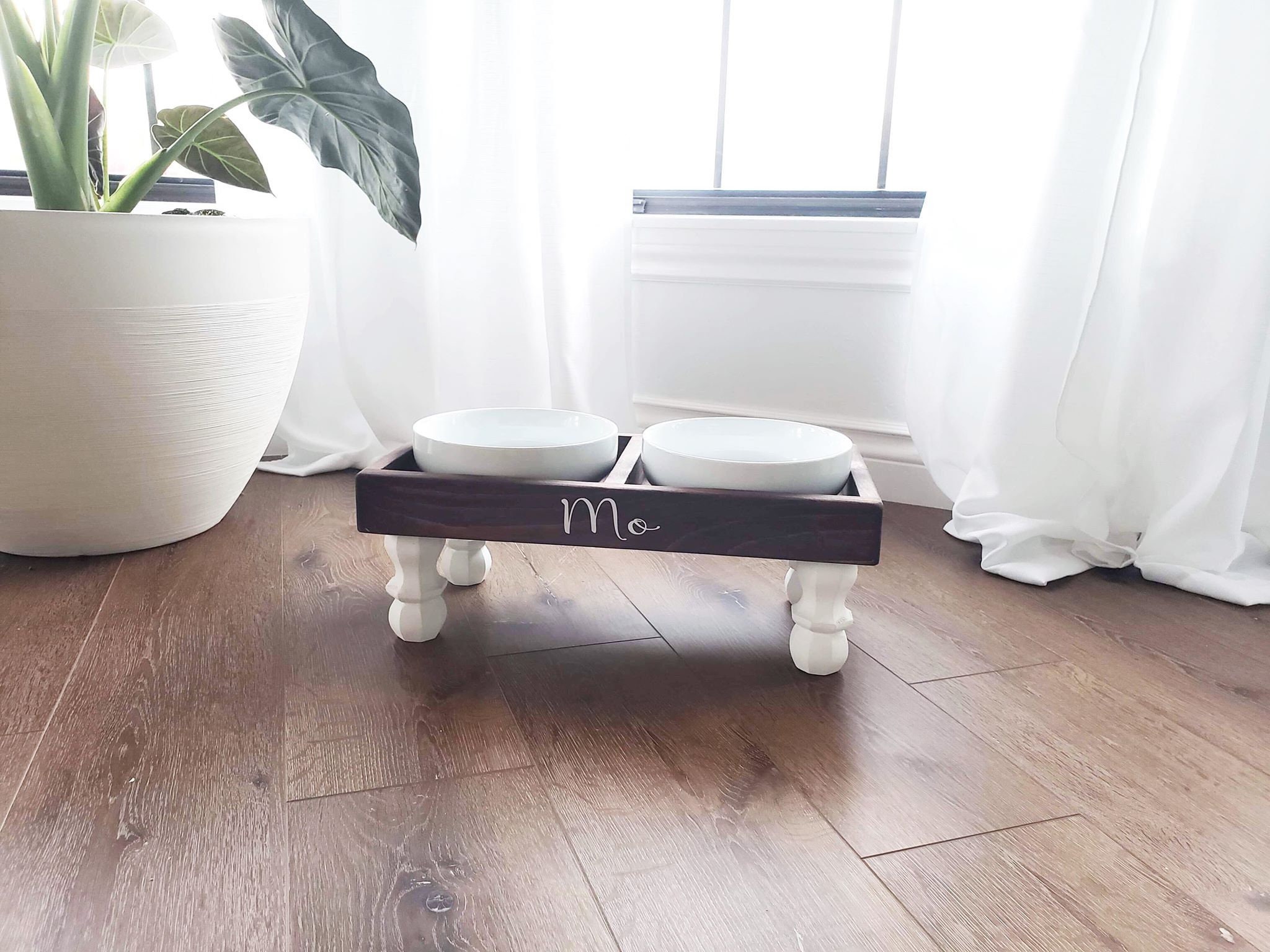 Country Rustic Elevated Dog Feeders and Personalized Bowls