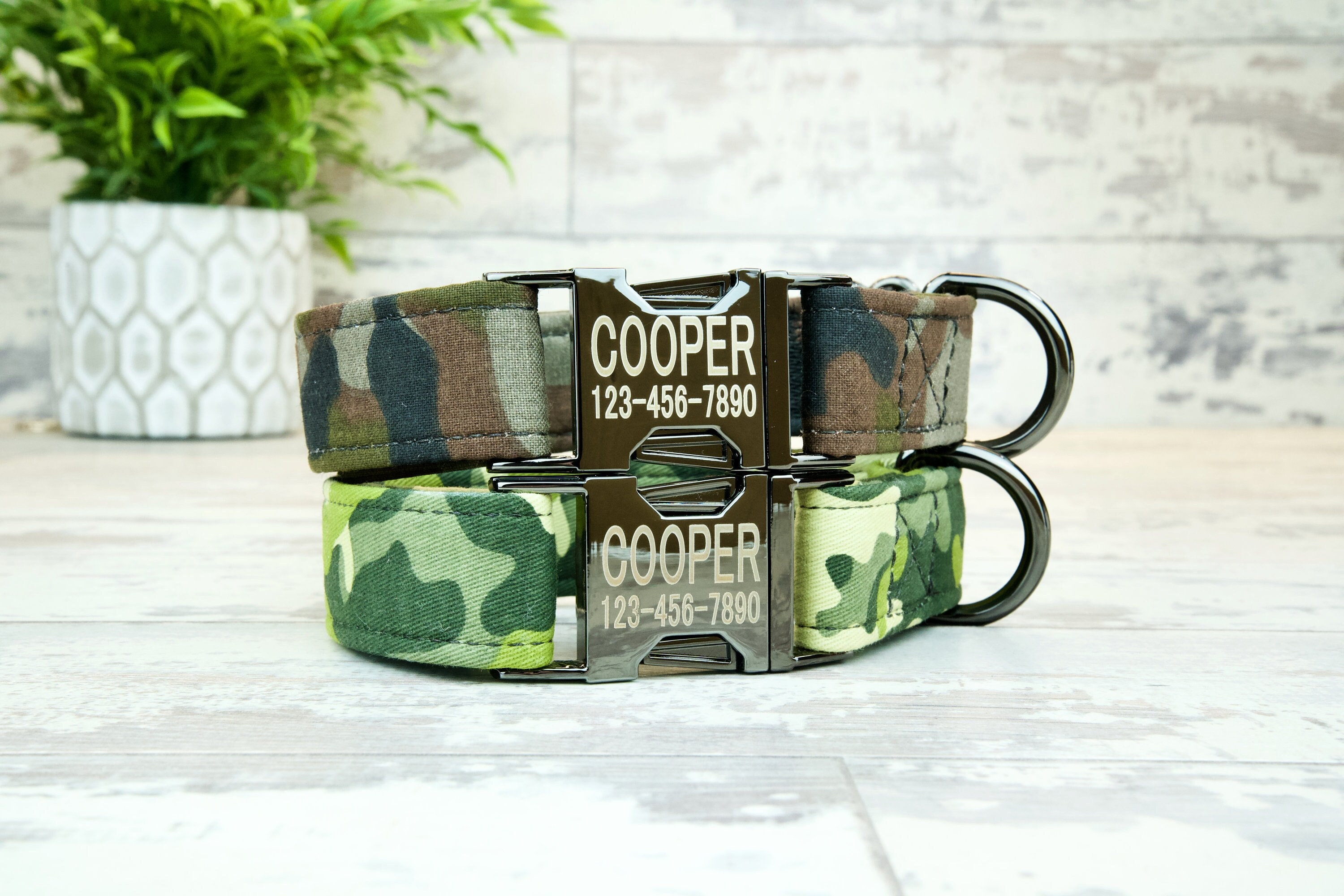 Personalized Camo Dog Collar with Metal Buckle