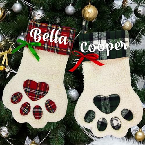 Customized Funny Christmas Stockings for Dog with Personalized Paws