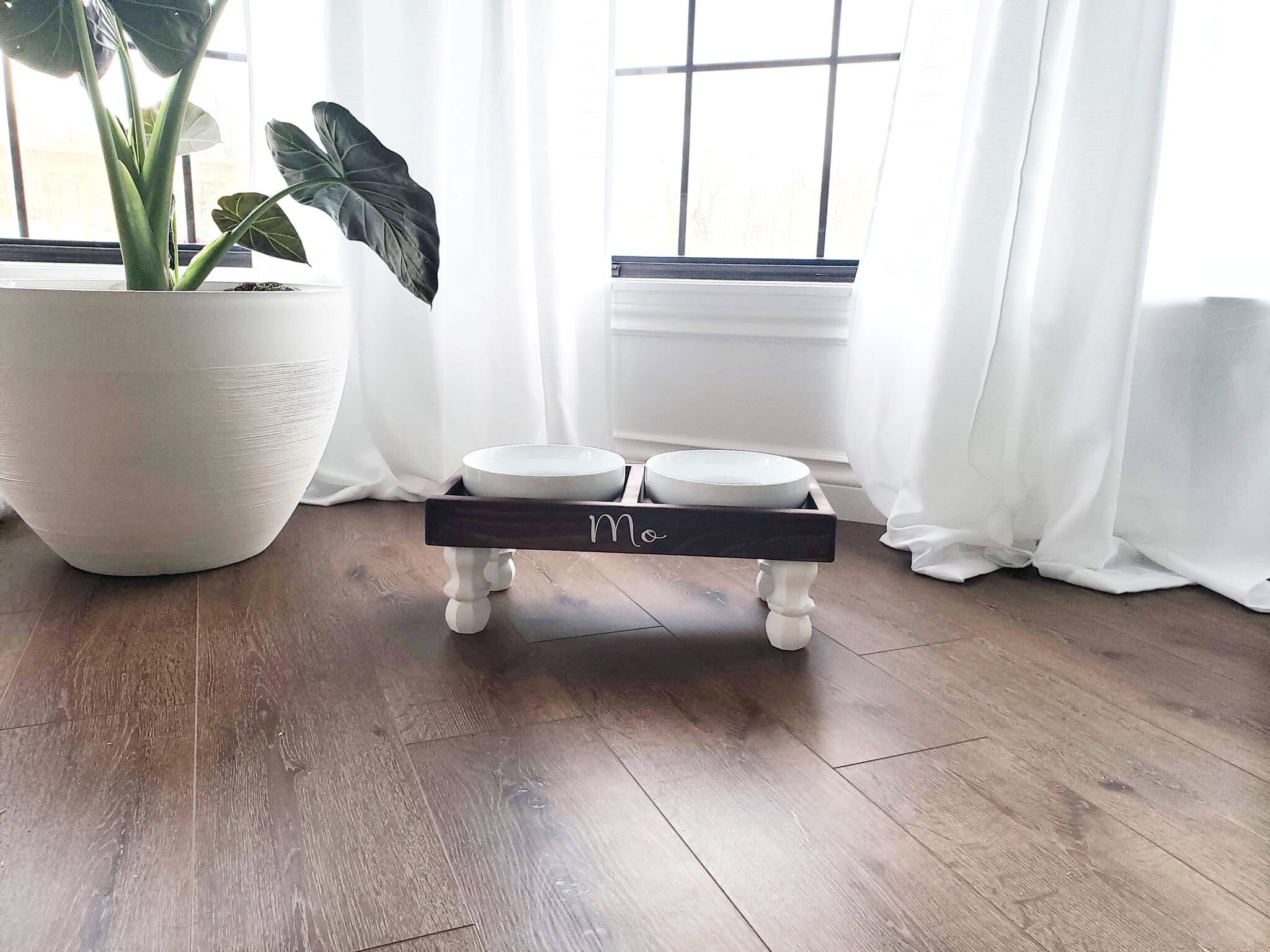 Country Rustic Elevated Dog Feeders and Personalized Bowls