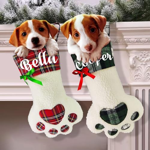 Customized Funny Christmas Stockings for Dog with Personalized Paws
