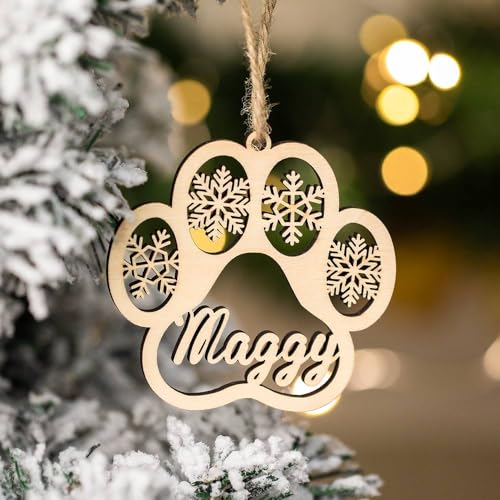 2023 Wooden Personalized Paw Ornaments for Dogs and Cats