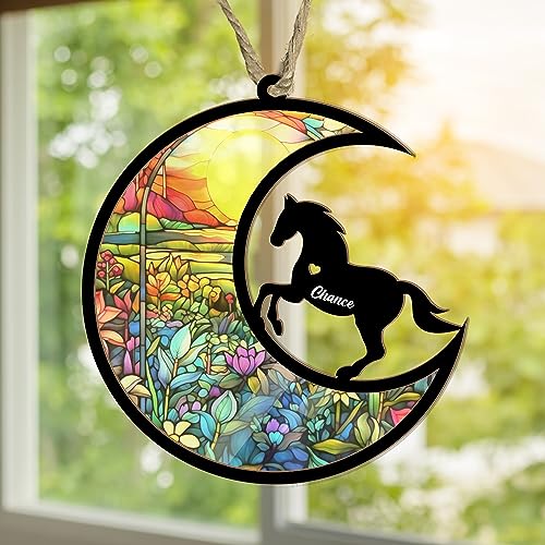 Moon Sign Horse Suncatcher Ornament - Personalized Memorial Gift
