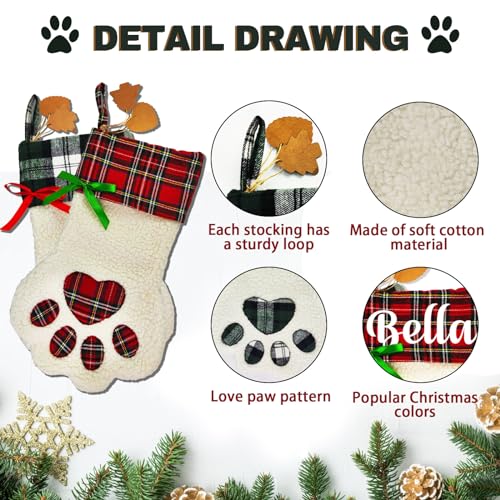 Customized Funny Christmas Stockings for Dog with Personalized Paws