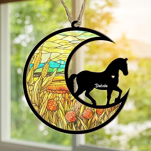 Moon Sign Horse Suncatcher Ornament - Personalized Memorial Gift