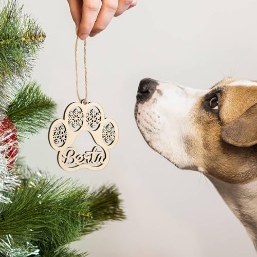 2023 Wooden Personalized Paw Ornaments for Dogs and Cats