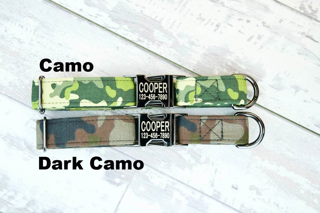 Personalized Camo Dog Collar with Metal Buckle