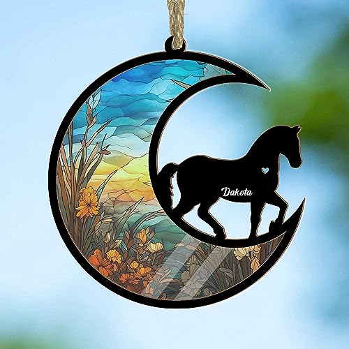 Moon Sign Horse Suncatcher Ornament - Personalized Memorial Gift