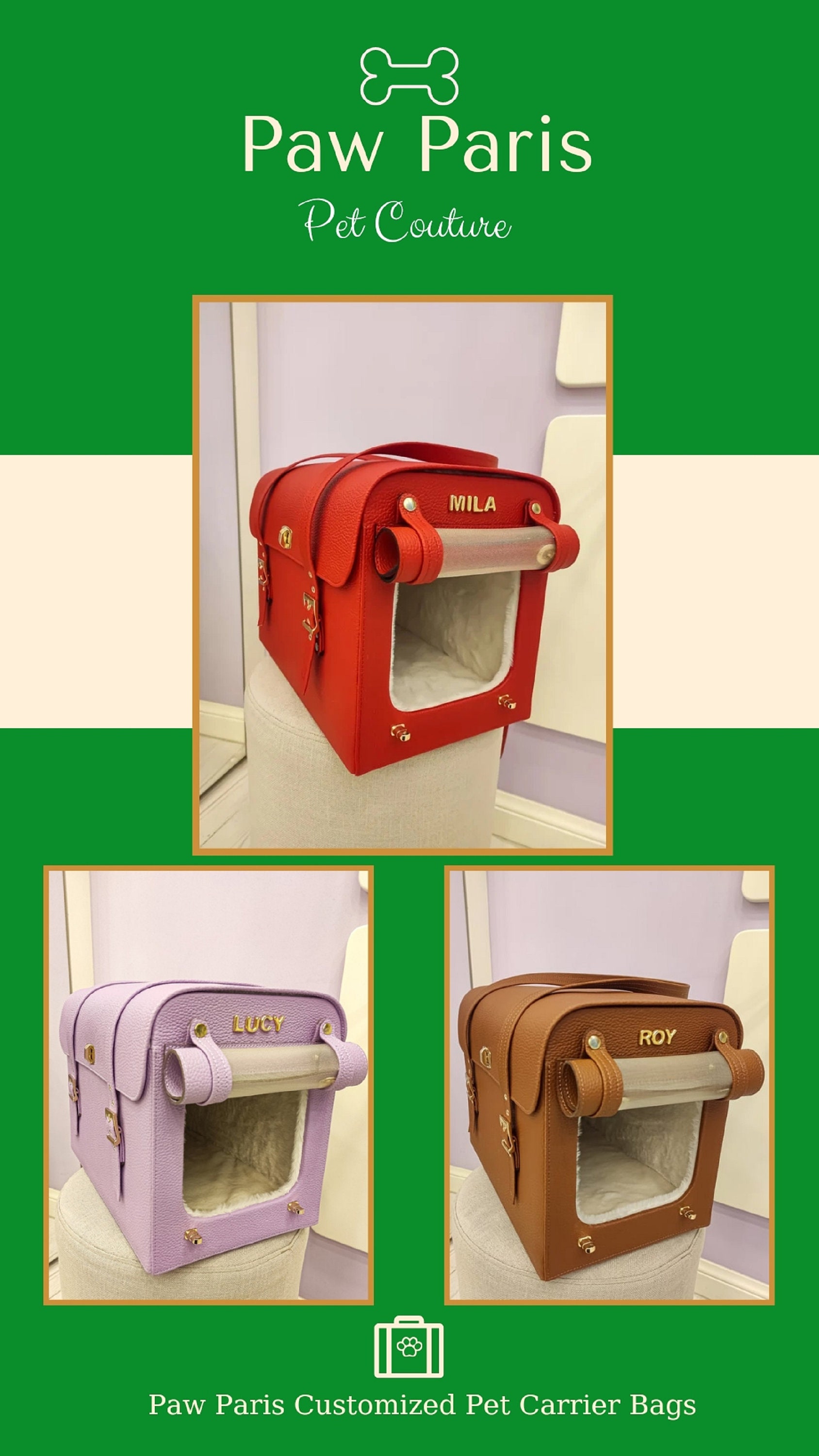 Customized Pet Carrier Tote for Travel with Personalization