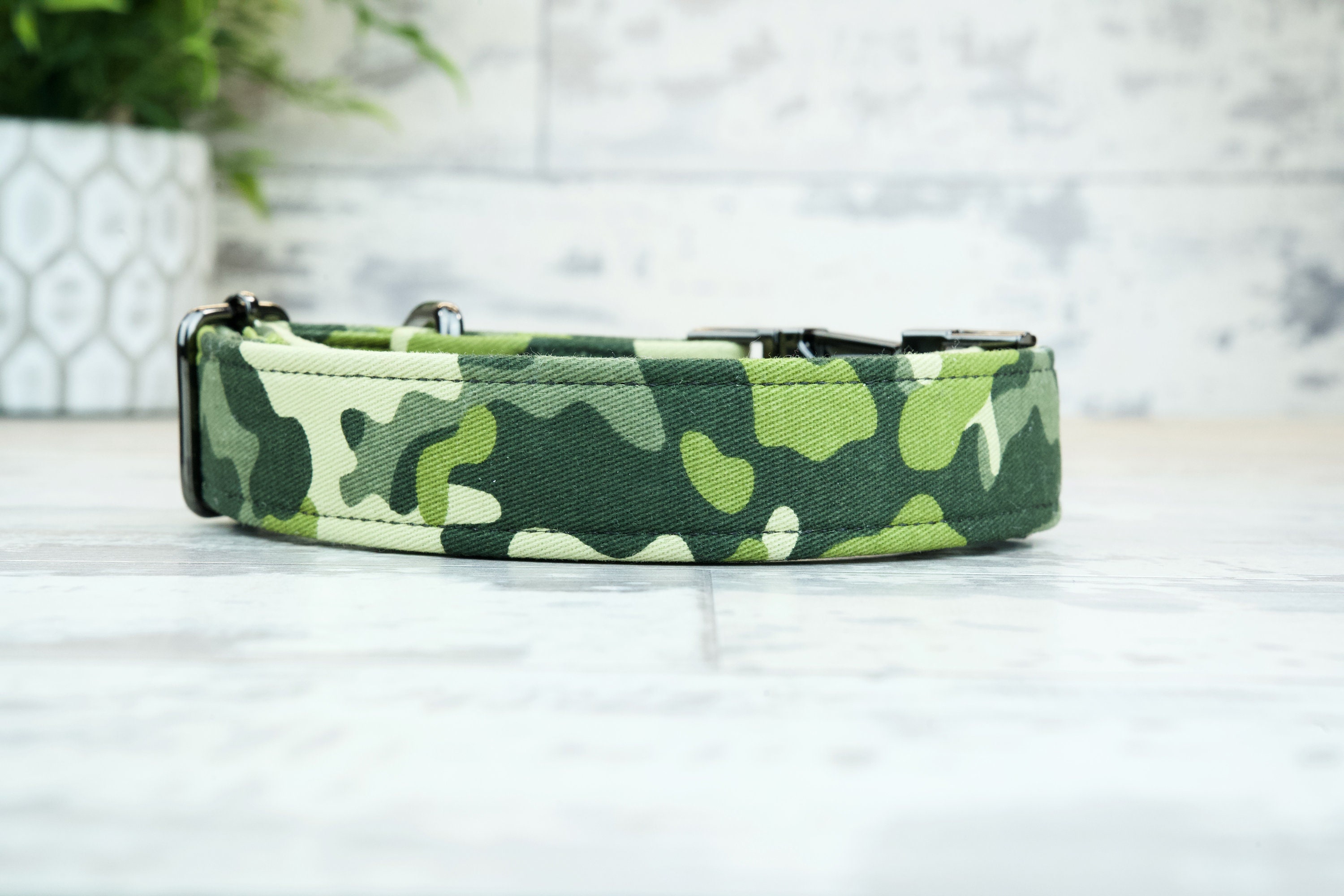 Personalized Camo Dog Collar with Metal Buckle
