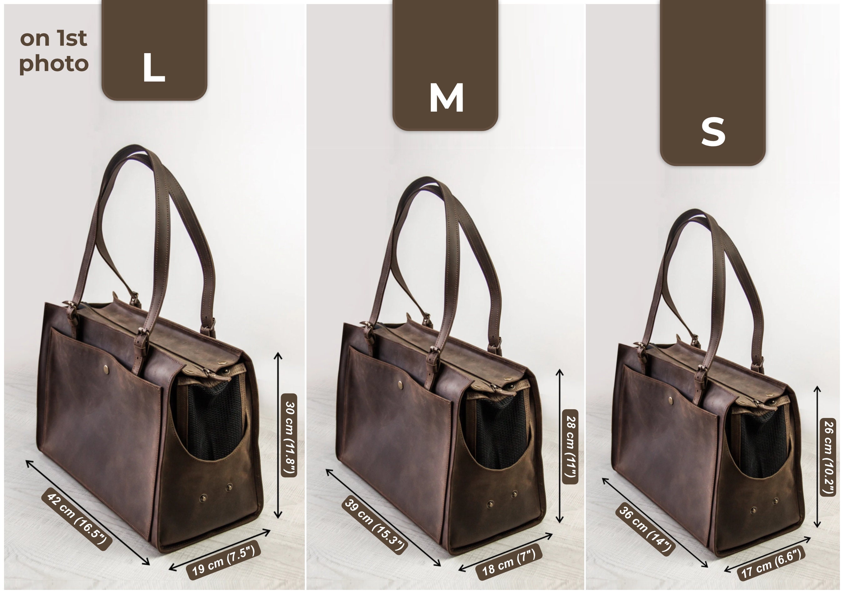 Leather Pet Carrier & Travel Bag for Cats and Dogs