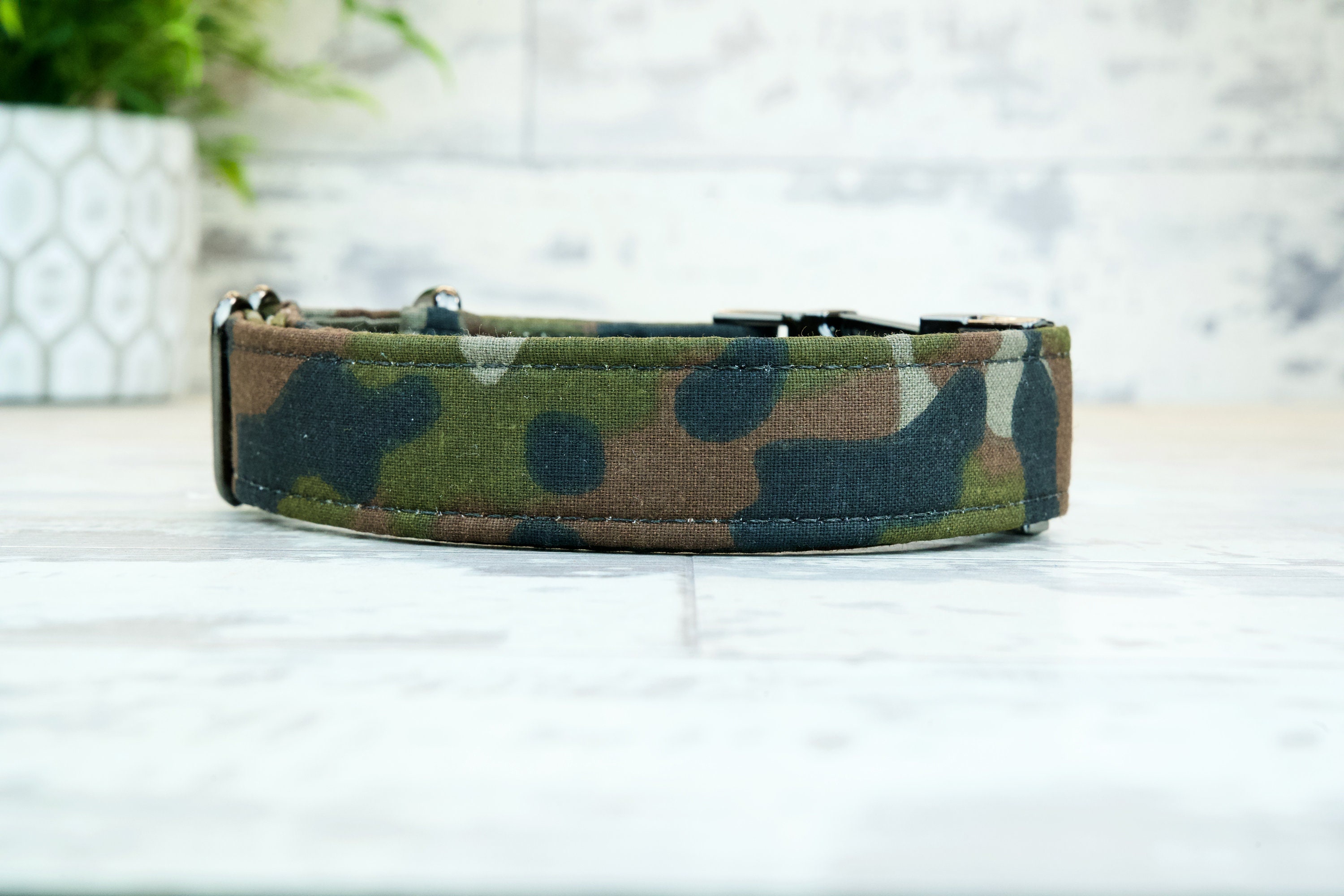 Personalized Camo Dog Collar with Metal Buckle