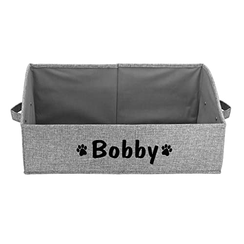 Customizable Dog Toy Storage Basket Bin, Grey