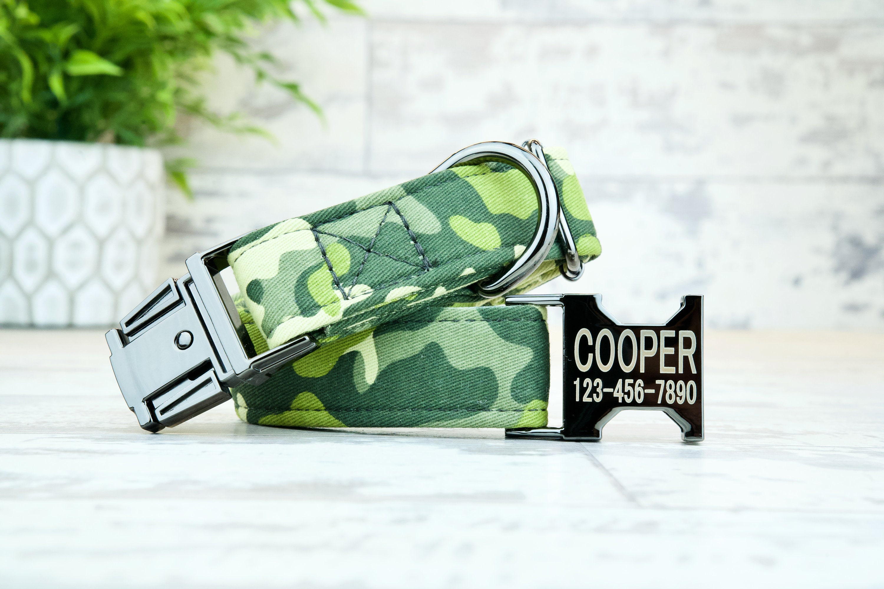 Personalized Camo Dog Collar with Metal Buckle