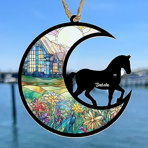 Moon Sign Horse Suncatcher Ornament - Personalized Memorial Gift