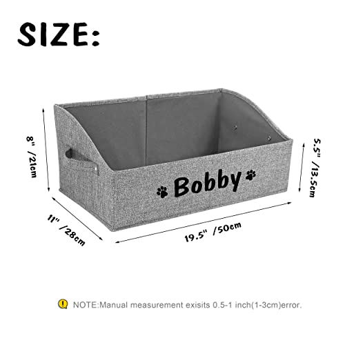 Customizable Dog Toy Storage Basket Bin, Grey