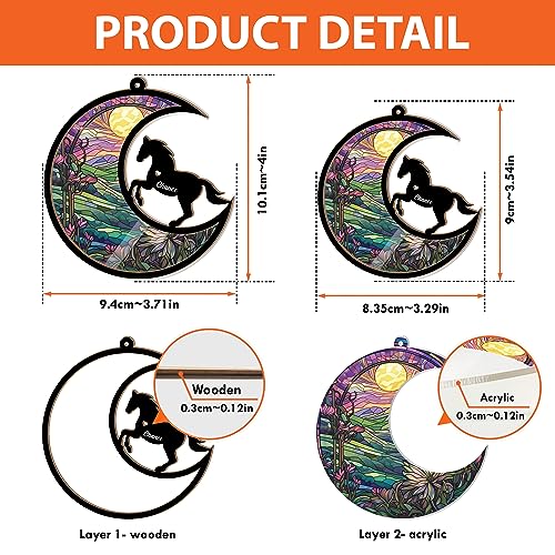 Moon Sign Horse Suncatcher Ornament - Personalized Memorial Gift
