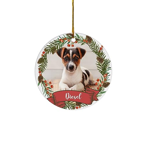 Personalized Dog Christmas Ornaments with Custom Photo Name