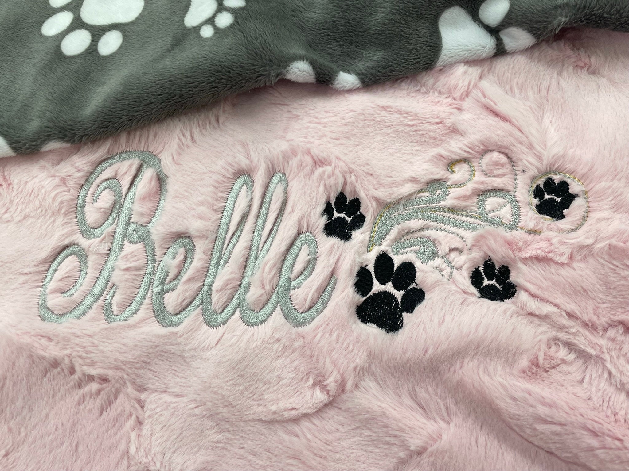 Customizable Dog Paw Print Minky Pet Blanket